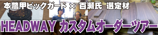 HEADWAY カスタムオーダーツアー【本鼈甲ピックガード×マスタービルダー百瀬氏　選定材】