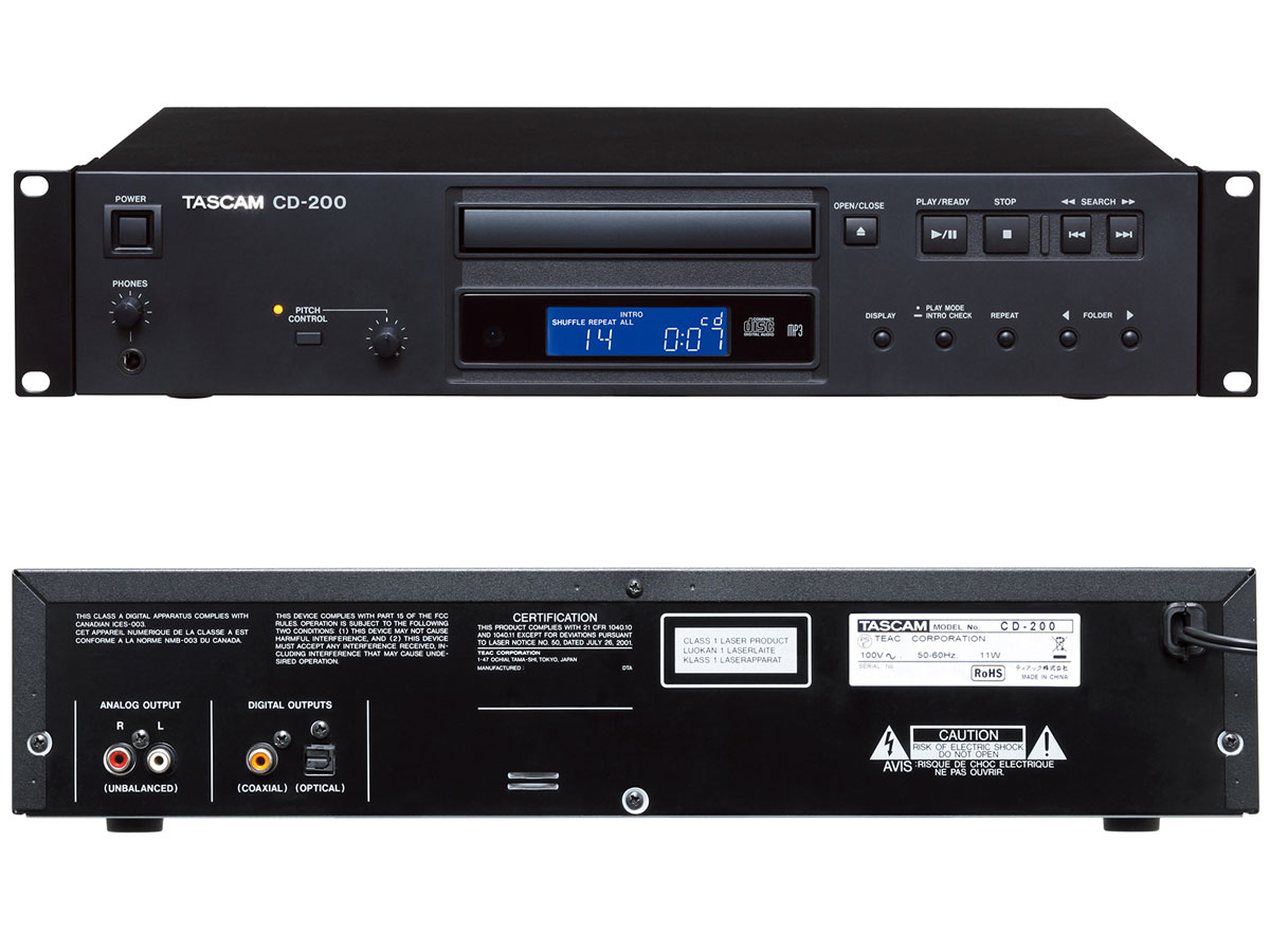 TASCAM ( タスカム ) CD-200 と 国産2Uラックケースセット ◇ 業務用