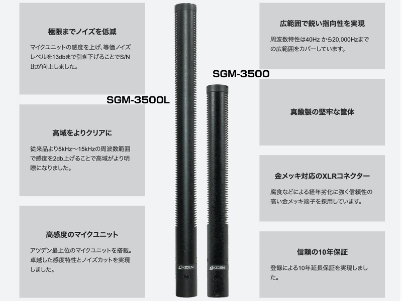 AZDEN アツデン SGM-3500 ◇ 超指向性マイクロホン 放送用