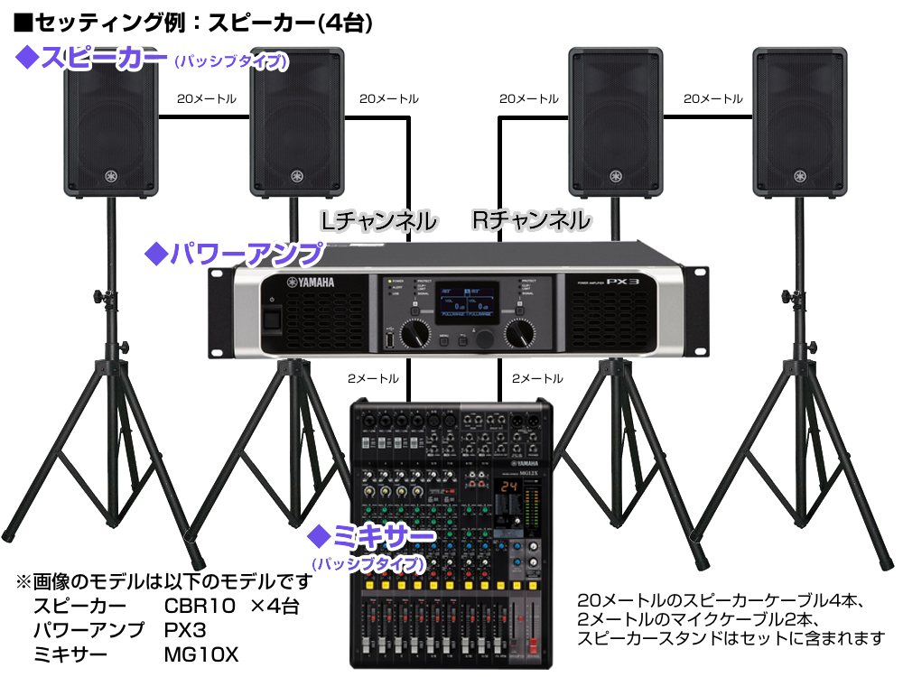 YAMAHA ヤマハ PA 音響システム スピーカー4台 イベントセット