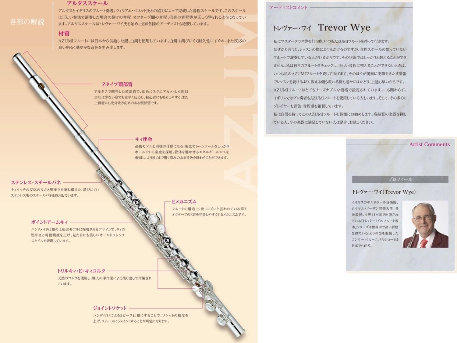 AZUMI あずみ AZ-Z1E フルート リッププレート 銀製 銀メッキ E