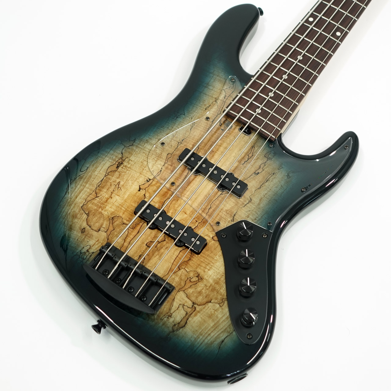 Kikuchi Guitars Custom 5st J Bass / Spalted Maple Top Trans Blue