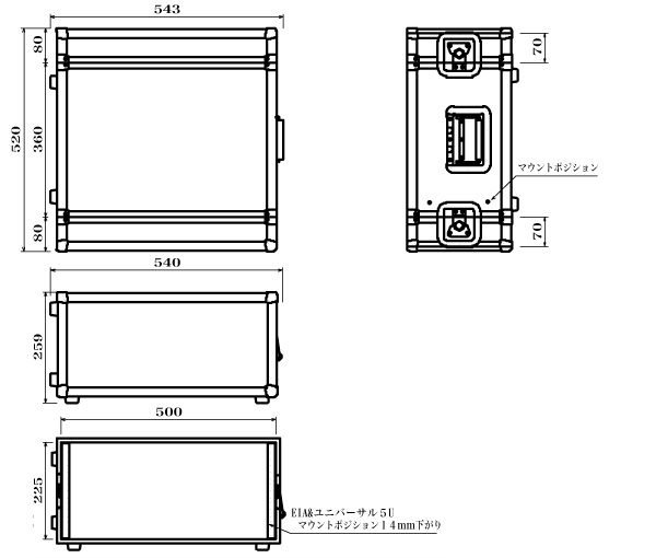 ARMOR ( アルモア ) 5U RACKCASE D360mm 黒 ◆ ラックケース FRP