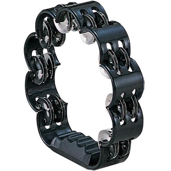  アウトレット ブラック 花型 タンバリン 23cm プラスチック製 ダブルジングル パーカッション black flower tambourine 花形 打楽器　北海道 沖縄 離島不可