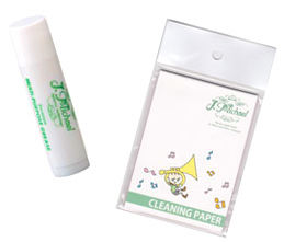 J Michael Jマイケル スティックタイプ グリス 1個 コルクグリス スライドグリス 兼用 クリーニングペーパー 100枚 管楽器 お手入れ用品  CG-002 CP-01 セット A