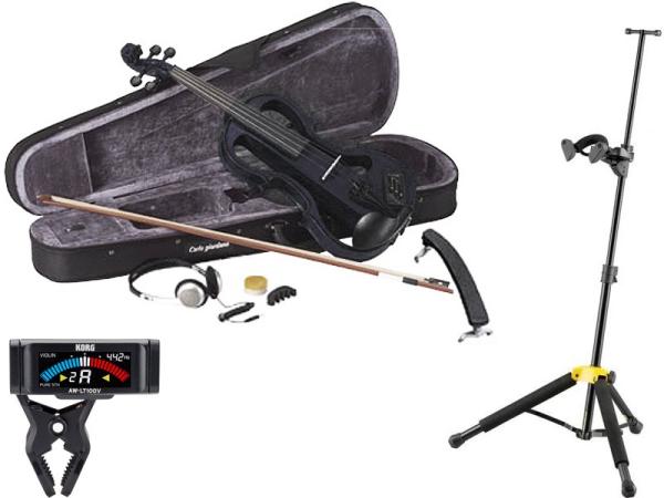 CarloGiordano カルロジョルダーノ 特注 ナイロン弦 EV-202 ブラック 黒色 エレクトリック バイオリン 4/4 Silenzia BK サイレント セットC 以下対応不可 北海道 沖縄 離島 代引き