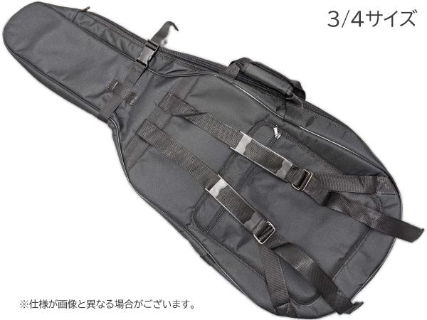  3/4 チェロケース リュックタイプ 分数サイズ こども用 ソフトケース ブラック 軽量  cello soft gig case　【北海道不可/沖縄不可/離島不可/同梱不可】