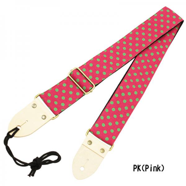 Aria ( アリア ) SPS-2000DT PK ドット柄 ストラップ ピンク カラー 水玉模様 dot Guitar Bass straps ギターストラップ 1本 点 pink