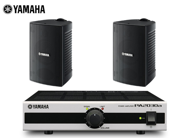 YAMAHA ( ヤマハ ) VS4 ブラック (1ペア) + PA2030a  小規模店舗 BGMセット  屋内/野外対応