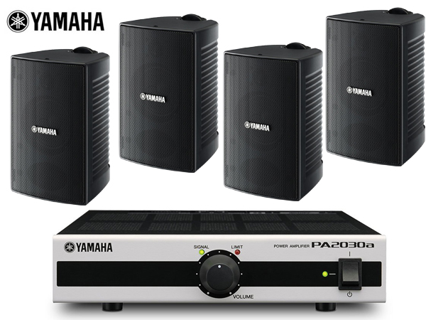 YAMAHA ( ヤマハ ) VS4 ブラック (2ペア) + PA2030a  店舗 BGMセット  屋内/野外対応