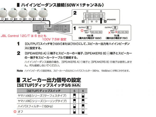 JBL ジェイビーエル Control 12C/T 3ペア (6台) と YAMAHA JBL ジェイビーエル Control 12C/T 3ペア (6台) と YAMAHA