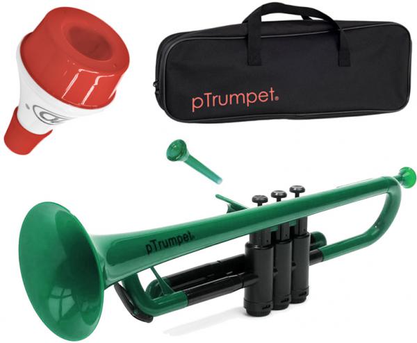 PINSTRUMENTS pTrumpet グリーン プラスチック トランペット 管楽器 Pトランペット trumpet green PTRUMPET1G ミュート セット 2　北海道 沖縄 離島不可