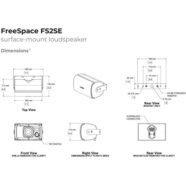 BOSE ボーズ FS2SEB 1ペア ( 2台 ) 壁面取り付け ローインピ BGM BOSE ボーズ FS2SEB 1ペア ( 2台 ) 壁面取り付け ローインピ BGM