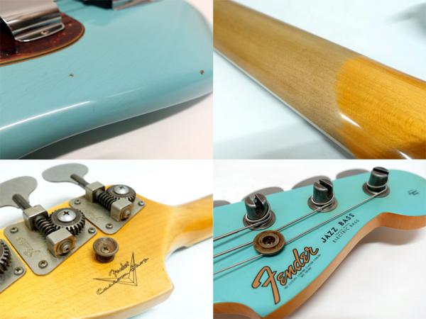 ベース Fender Custom Shop 1966 Jazz Bass 1966 Jazz Bass Journeyman Relic - Aged Daphne Blue MH