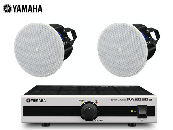 YAMAHA ( ヤマハ ) VXC4W ホワイト (1ペア) + PA2030a  小規模店舗 BGMセット