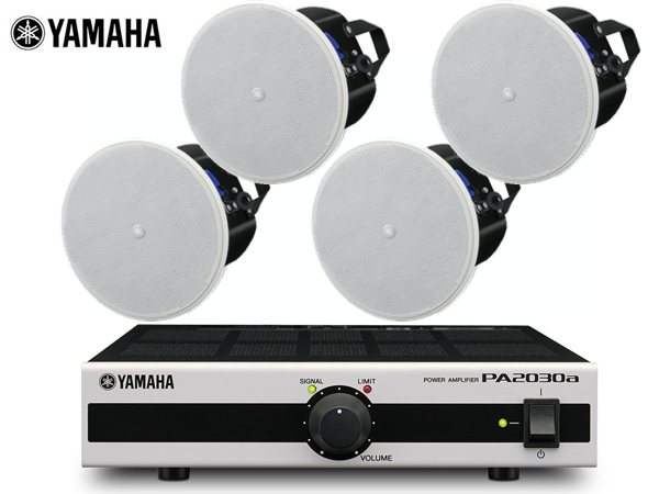 YAMAHA ( ヤマハ ) VXC4W (ホワイト/2ペア) + PA2030a  小規模店舗 BGMセット