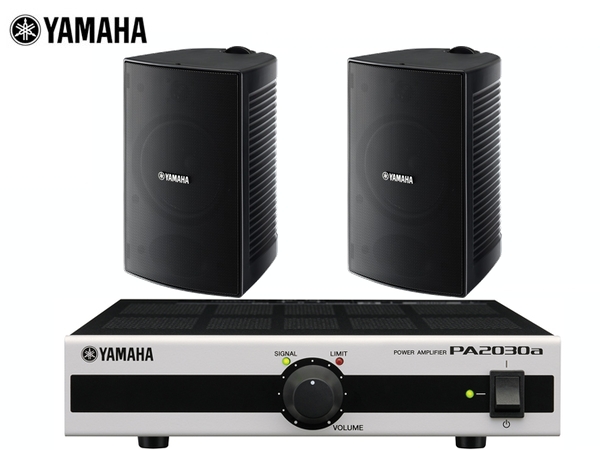 YAMAHA ( ヤマハ ) VS6 ブラック 1ペア(2台) + PA2030a  小規模店舗 BGMセット