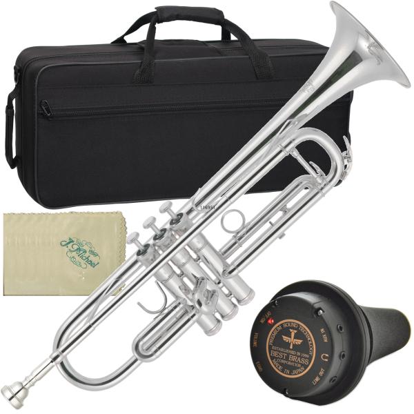 J Michael ( Jマイケル ) TR-300S トランペット 銀メッキ 管楽器 シルバー B♭ Trumpet サイレント ミュート e-BRASS セット　北海道 沖縄 離島不可