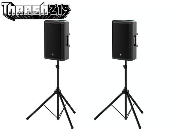 MACKIE マッキー Thrash215  2台と スピーカースタンド(ブラック) 1ペアセット ◆ パワードスピーカー 15インチ 2-Way 最大1300W
