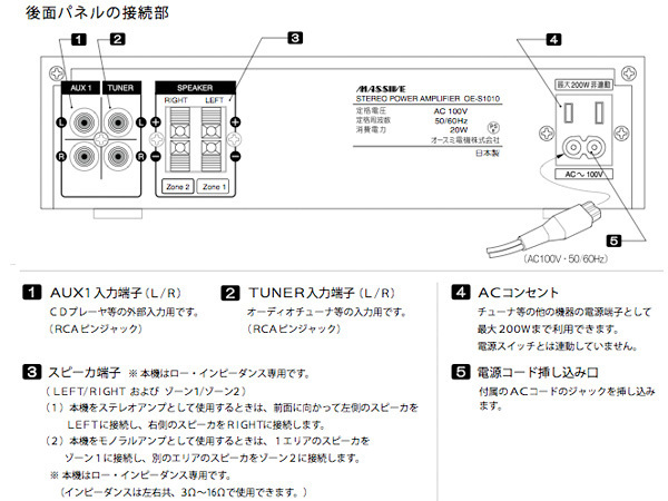 MASSIVE マッシブ OE-S1010 ◇ パワーアンプ MONO/ST切換可能