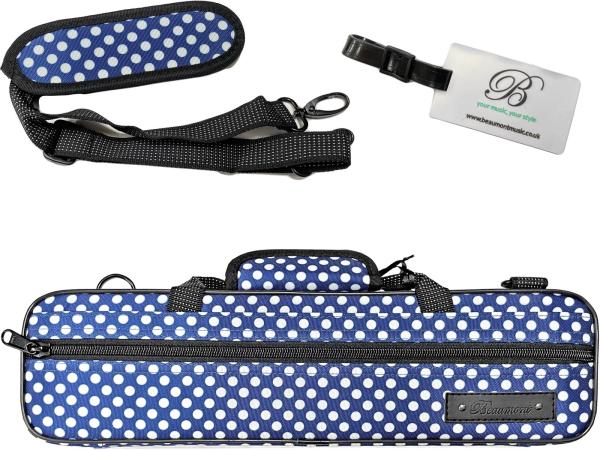 Beaumont ボーモント ブルー ポルカ ドット フルート ケース ボックス型 セミハードケース C管用 ショルダー 水玉柄 ドット柄 青 Flute case 　北海道 沖縄 離島不可