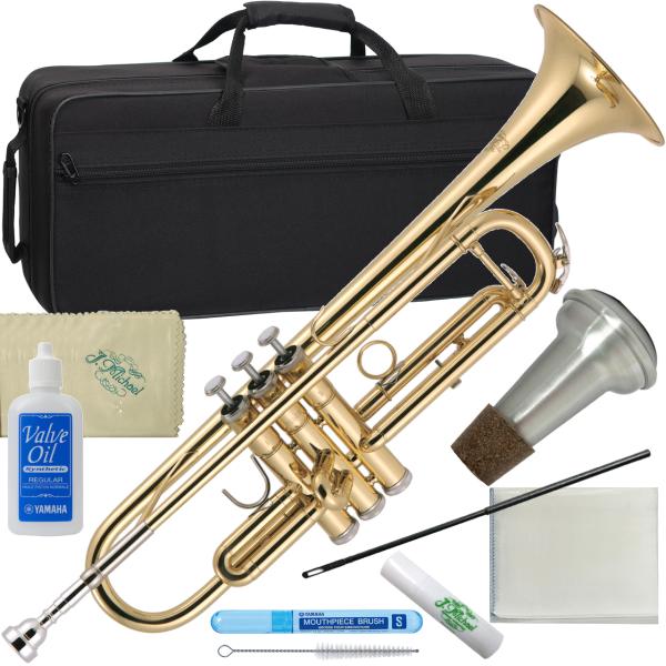 J Michael ( Jマイケル ) TR-200 トランペット ラッカー ゴールド 管楽器 B♭ Trumpet gold ミュート セット A　北海道 沖縄 離島不可