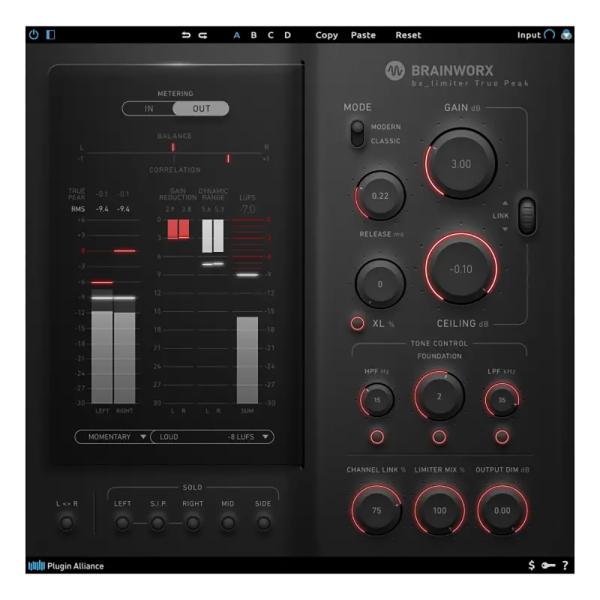 Plugin Alliance ( プラグインアライアンス ) Brainworx bx_limiter True Peak プラグインエフェクター リミッター