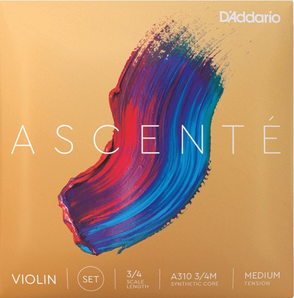 D'Addario ダダリオ A310 3/4M アセント バイオリン弦 3/4サイズ セット弦 4本入り ミディアムテンション Ascente Violin Strings Set　北海道 沖縄 離島不可