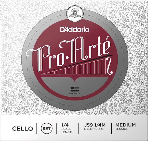 D'Addario ( ダダリオ ) J59 1/4M PROARTE チェロ弦 4本 セット プロアルテ 1/4 Pro・Arte Cello Strings set Medium Tension　北海道 沖縄 離島不可