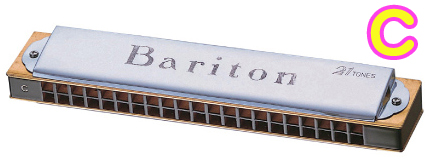 TOMBO ( トンボ ) 【 C調 】 No.1821 バリトンハーモニカ 1オクターブ低音 複音ハーモニカ 21穴 アンサンブル ハーモニカ 日本製  Baritone Harmonica 1821 木製ボディ