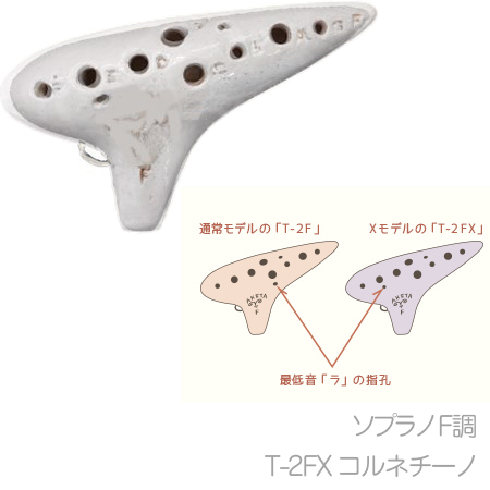 Aketa Ocarina アケタオカリーナ T-2FX コルネチーノ ソプラノ F調 オカリナ スタンダード Xシリーズ アール 高音 陶製 楽器 soprano standard　北海道 沖縄 離島不可