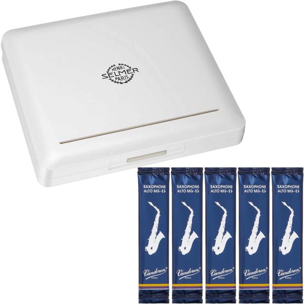  アウトレット アルトサックス リードケース パールホワイト アルト 10枚用 収納 プラスチック alto sax reed case vandoren セット A　北海道 沖縄 離島不可