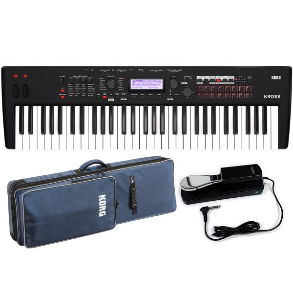 KORG コルグ ［在庫あり］ KROSS2-61-MB 専用ケース・ペダル セット 61鍵盤 シンセサイザー バッテリー駆動 マットブラック