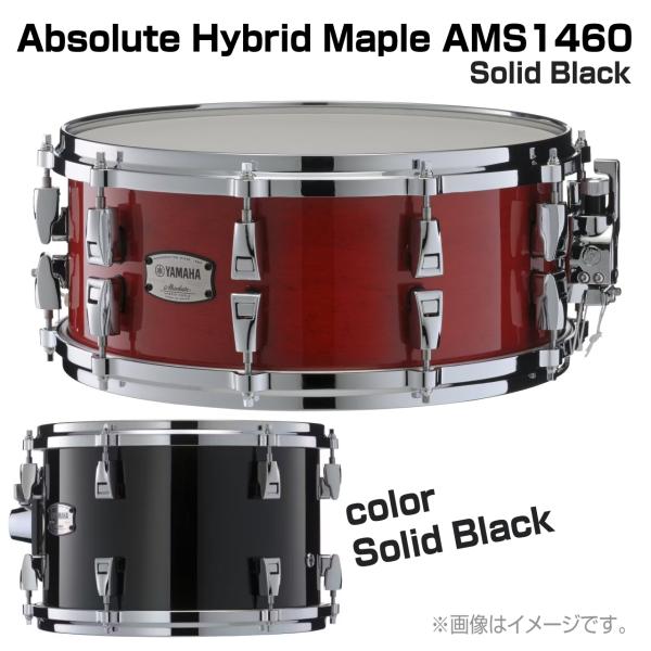 YAMAHA ヤマハ AMS1460 Solid Black Absolute Hybrid Maple ドラム スネア 木胴 メイプル アブソリュート