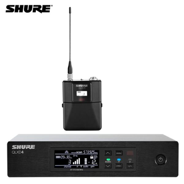 SHURE シュア QLXD4J-JB と QLXD1-JB ボティパック型送信機セット (マイク別売) ◆  QLX-D 1chワイヤレスシステム B帯モデル