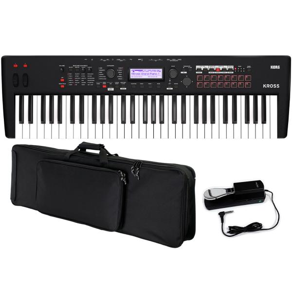 KORG コルグ KROSS2-61-MB 当店指定ケース・ペダル セット 61鍵盤 シンセサイザー バッテリー駆動 マットブラック