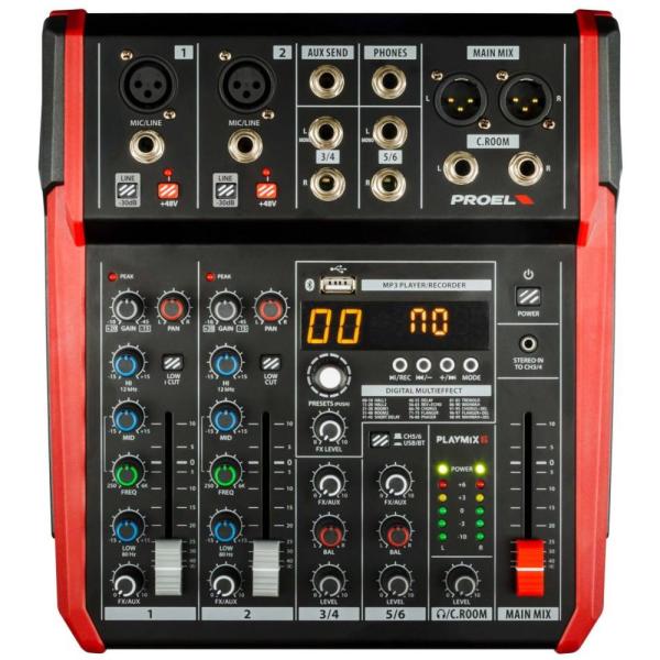PROEL プロエル PLAYMIX6  ◆ 6ch エフェクター内蔵　MP3録再　Blutooth搭載　コンパクトミキサー