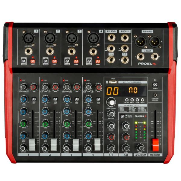 PROEL プロエル PLAYMIX8  ◆ 8ch エフェクター内蔵　MP3録再　Blutooth搭載　コンパクトミキサー