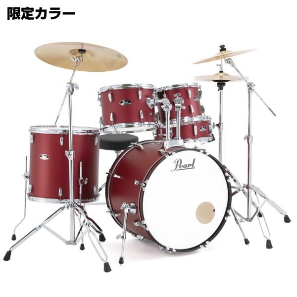 Pearl パール ROADSHOW RS525SCWN/CN #747 Matte Red ハードウェアとシンバル付きのフルセット 1クラッシュ