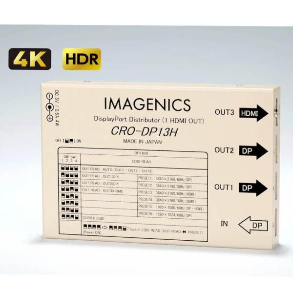 IMAGENICS イメージニクス CRO-DP13H ◆ DisplayPort 1入力3分配器 (EDID、HDMIコンバート)