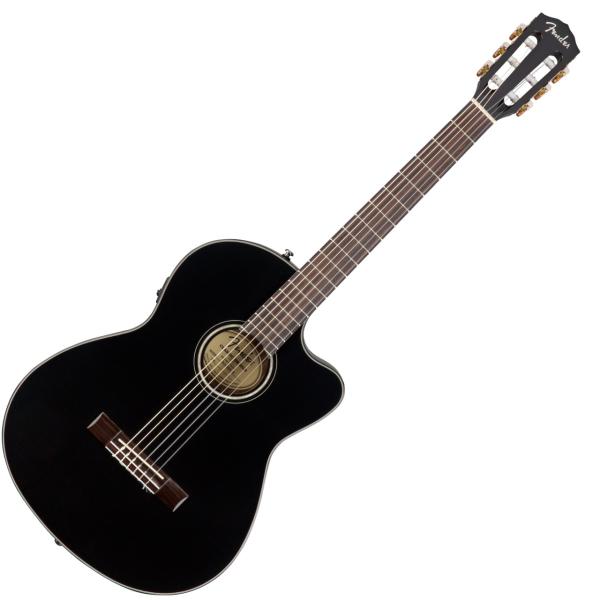 Fender フェンダー  CN-140SCE Nylon Thinline Black  特価品 アウトレットエレガット クラシックギター