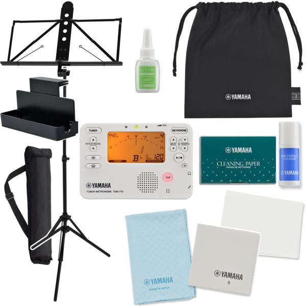 YAMAHA ヤマハ KOSFL6 フルート お手入れセット チューナー TDM-710IV アイボリー アルミ MS-260AL 譜面台ラック セットD　以下は対応不可 北海道 沖縄 離島 代引き