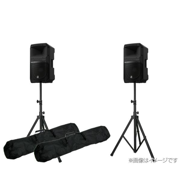 Electro-Voice EV エレクトロボイス EVIVA12P 2台とスピーカースタンド K306B ブラック 1ペア セット ◆ スタンドケース付 パワードスピーカー フルレンジ 12インチ
