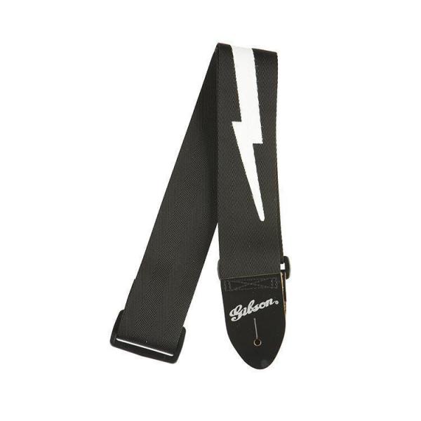 Gibson ギブソン ASGSBL-10: Lightning Bolt Style 2" Safety Strap - Jet Black 