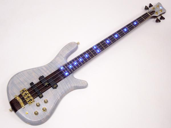 Warwick ( ワーウィック ) Custom Shop Streamer Stage I 4st Matching Head Custom/ See Through White Transparent Satin & Blue LED