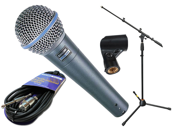 SHURE シュア BETA58A マイクスタンド JMS-Pセット ◆ マイク ブーム ストレート両対応MIC STAND マイクケーブル5M