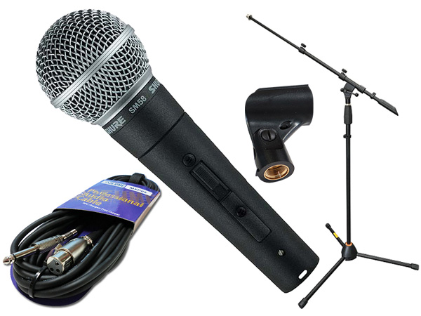 SHURE シュア SM58SE マイクスタンド JMS-Pセット ◆ マイク ブーム ストレート両対応MIC STAND マイクケーブル5M