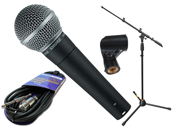 SHURE シュア SM58-LCE マイクスタンド JMS-Pセット ◆ マイク ブーム ストレート両対応MIC STAND マイクケーブル5M