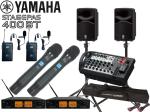 YAMAHA ヤマハ STAGEPAS400BT SOUNDPURE ワイヤレスマイク 4本 (ハンド2本とタイピンマイク2式) スピーカースタンド セット (JS-TS50-2) 