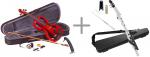 CarloGiordano カルロジョルダーノ 特注 ナイロン弦 EV-202 レッド 赤色 エレクトリック バイオリン 4/4 Silenzia サイレント 楽器　EV202 TRD セット A　北海道 沖縄 離島不可